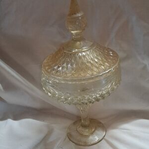 Vintage Glass Candy Dish with Lid